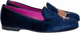 Vilagallo Womens Velvet Shoes In Navy