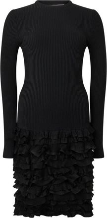 Moschino Kleedjes, Dames, Zwart, XS, Elegant Lange Jurk met Ruches