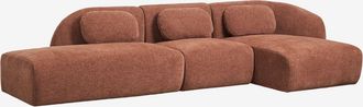 Sklum Sof&aacute; Modular Chaise Longue Derecho De 3 Piezas Con Div&aacute;n Izquierdo En Chenilla Coquette Sklum