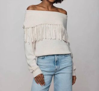 Splendid Simone Fringe Sweater In Pale Oak