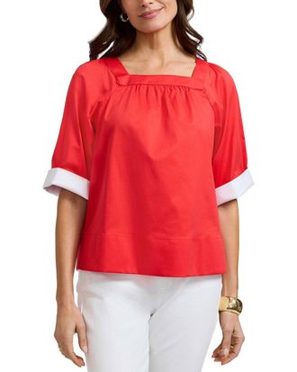 Foxcroft Violet Elbow-Sleeve Matte Top