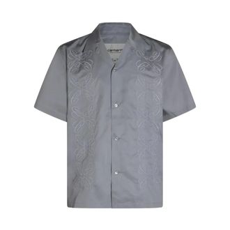 Carhartt Work in Progress Carhartt Wip, Short Sleeve Shirts, male, Gray, Size: L S/S Signet Shirt