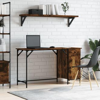 vidaXL Vidaxl - Escritorio Ordenador Madera Ingenier&iacute;a Roble Humo 131x48x75 Cm