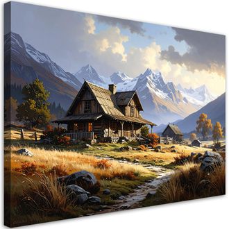 Feeby Impresi&oacute;n De Imagen Paisaje De Monta&ntilde;a Casitas Naturaleza 100x70