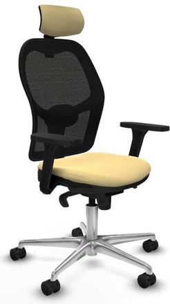 Piqueras y Crespo Jorquera Sincro Malla Negra Similpiel Crema Brazos 3d Base Aluminio Cabecero 2d Ruedas 65mm Nailon