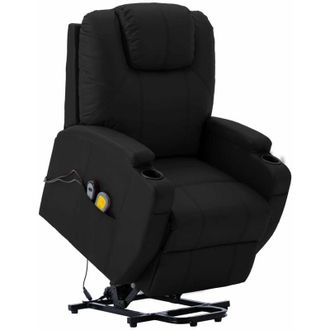 vidaXL Sill&oacute;n De Masaje Elevable Cuero Sint&eacute;tico Negro Vidaxl