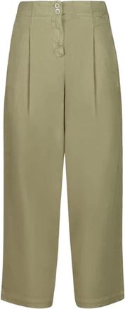 120% Lino Mastice Cotton Blend Broeken - Dames - Wijde Broeken - Bruin - M - Katoen - Broeken
