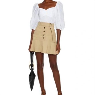 A.L.C. Miley Fluted Mini Skirt In Beige