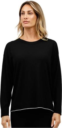 Alpha Studio Bootnek top met onderste zoom - Dames - Ronde hals truien - Zwart - M - Truien & Vesten