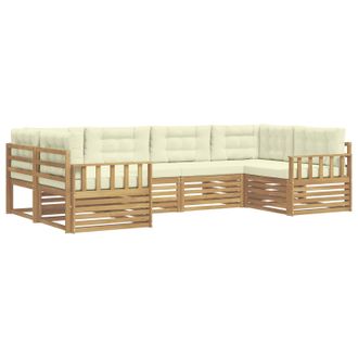 vidaXL Conjunto De Sof&aacute;s De Exterior Con Coj&iacute;n 6 Pcs Blanco Y Crema Vidaxl