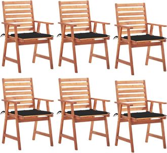 vidaXL Vidaxl - Sillas Comedor De Jard&iacute;n Y Cojines 6 Uds Madera Maciza Acacia