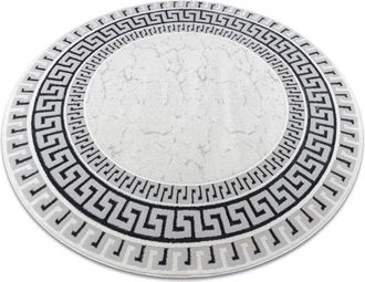 RugsX Alfombra Allure 1960 Circulo, Chave Grega, Marco - Estructural, Elegante, Glamurosa Blanco / Gris Grey Circulo 120 Cm
