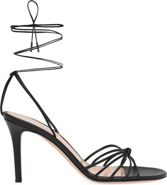 Gianvito Rossi Gwyneth lace-up heeled sandals - women - Nappa Leather/Calf Leather/Calf Leather/Rubber - 35.5 - Black
