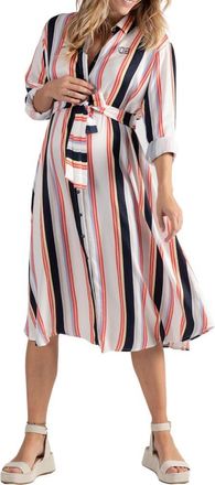 Cache Coeur Normandie maternity and nursing shirt dress in Red Marine at Nordstrom, Size Medium