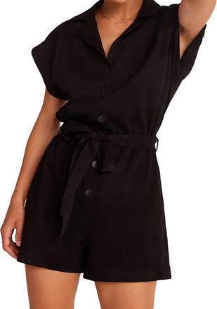 Bella Dahl Notched Collar Romper In Black