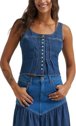 Wrangler Pleated Denim Corset Tank in Lone Rider at Nordstrom, Size X-Large