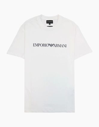 Emporio Armani Mens Emporio Armani Pima-jersey T-shirt With Logo White - Size: 40