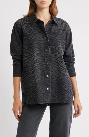 PTCL Ainhoanon Zebra Print Denim Shacket in Zebra Black Wash at Nordstrom, Size X-Small