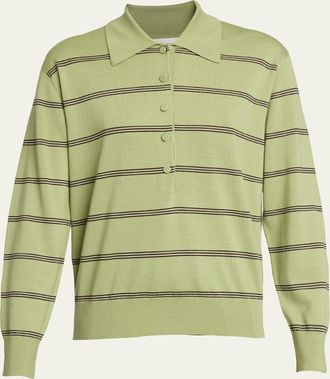 Dries Van Noten Tuno Striped Wool Polo Sweater
