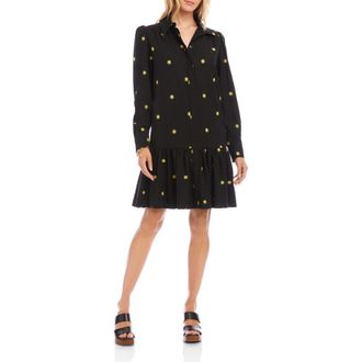 Karen Kane Embroidered Ruffle Hem Dress in Black at Nordstrom, Size X-Small