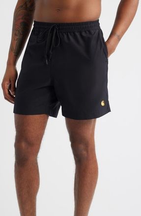Carhartt Work in Progress Chase Swim Trunks in Black/gold at Nordstrom, Size Xx-Large