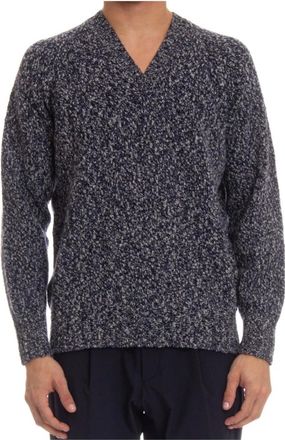 Drumohr Blauwe V-hals wollen trui - Heren - V-hals truien - Blauw - M - Wol - Truien & Vesten
