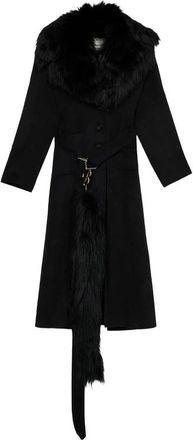 Blumarine Lamsvoering Kraag Jas met Riem - Dames - Jas met riem - Zwart - XS - Wol - Jassen