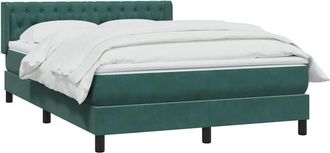 vidaXL Cama Box Spring Con Colch&oacute;n Terciopelo Verde Oscuro 160x210 Cm Vidaxl