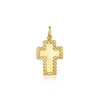 Ross-Simons Italian 10kt Yellow Gold Beaded Cross Pendant