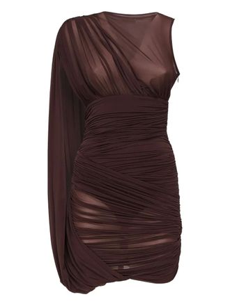 Magda Butrym draped one-shoulder mini dress - women - Elastane/Cupro - 38 - Brown