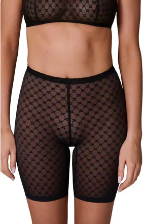 Simone P&eacute;r&egrave;le Plume Uplifting Embroidered Shaping Shorts in Black at Nordstrom, Size X-Large