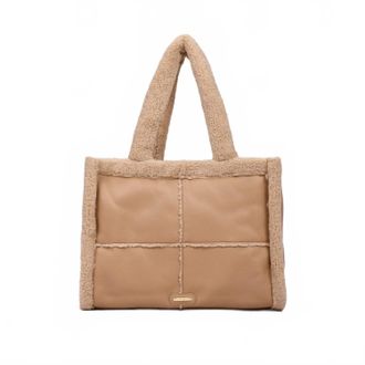 Like Dreams Womens North Everyday Vegan Sherpa Tote Bag In Nude