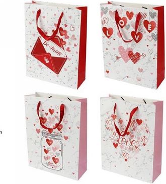 Trade Shop Trade Shop - Set 6 Buste Regalo Sacchetto San Valentino 25.5x33x10cm 71088 Fantasie Assortite