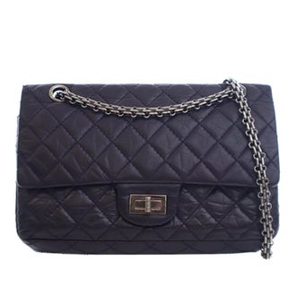 Chanel Pre-owned Womens Quilted Aged Calfskin Reissue 2.55 Double Flap 225 - Black Leather - One Size