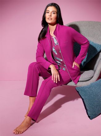 Feel Good Dehnbund-Hose FEEL GOOD, Damen, Gr. 36/38, Normalgr&ouml;ssen, pink (magenta), 55% Modal, 39% Polyester, 6% Elasthan, unifarben, Hosen Dehnbund-Hose