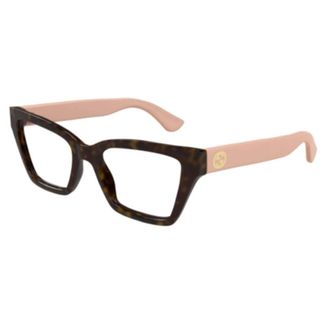 Gucci Glasses, unisex, Brown, Size: 53 MM Squared Cat-eye Optical Frame
