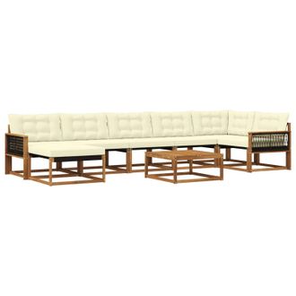 vidaXL Conjunto De Sof&aacute;s De Exterior Con Coj&iacute;n 8 Pcs Natural Y Crema Vidaxl
