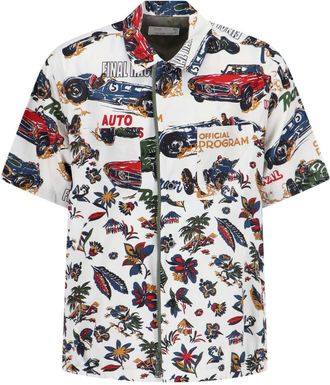 sacai car Race And Tropical Print Shirt