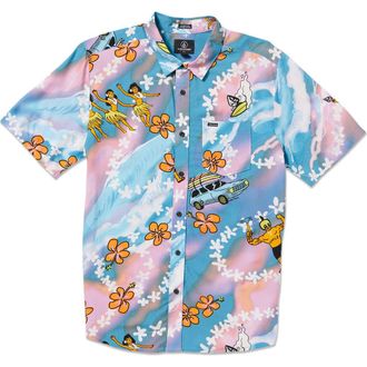 Volcom x Drew Toonz Short Sleeve Button-Up Shirt in Bay Blue at Nordstrom, Size X-Large