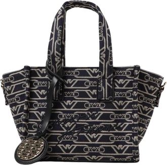 Emporio Armani Handbags, female, Multicolor, Size: ONE SIZE Patterned Canvas Shopper Bag