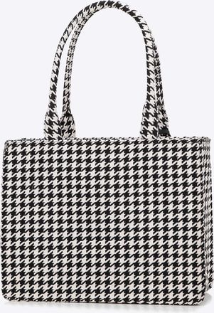 Wittchen Dames Jacquard Tassel Shopper Bag Zwart en Wit Katoen