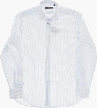 Corneliani Poplin Cotton Striped Shirt with French Collar size 41