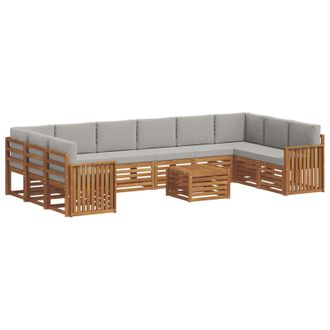 vidaXL Conjunto De Sof&aacute;s De Exterior 11 Pcs Gris Natural Y Claro Vidaxl
