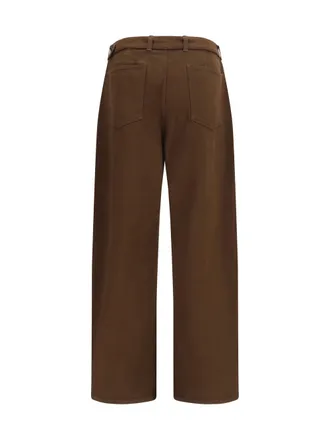 Christophe Lemaire Heavy Dyed Twill Belted Trousers - Brown