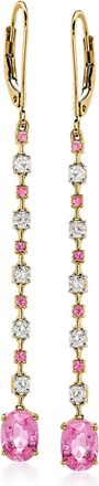 Ross-Simons Pink Sapphire and. Diamond Linear Drop Earrings in 14kt Yellow Gold