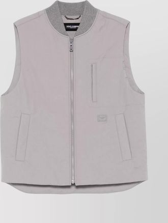 Dolce & Gabbana sleeveless ribbed collar jacket pockets