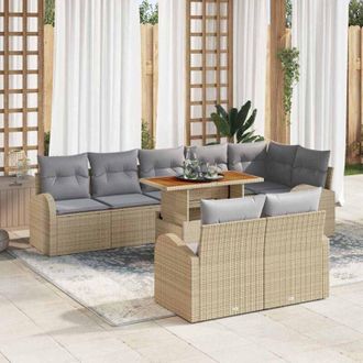 vidaXL Conjunto De Sof&aacute; De Jard&iacute;n 9 Pcs Beige Polirat&aacute;n Vidaxl