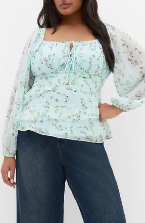 City Chic Ditsy Ruffle Top in Sweet Ditsy at Nordstrom, Size 22W