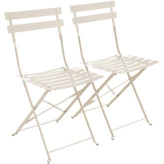 Sweeek Set of 2 folding bistro garden chairs in powder-coated steel, Emilia, 49.5 x 41 x 80.5cm