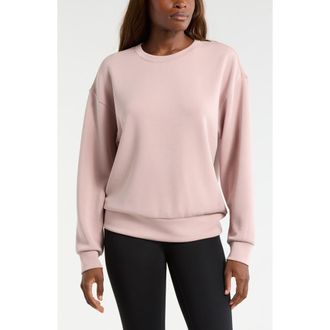 Zella Ultra Soft Boxy Crew Sweatshirt in Pink Fawn at Nordstrom, Size Xx-Large